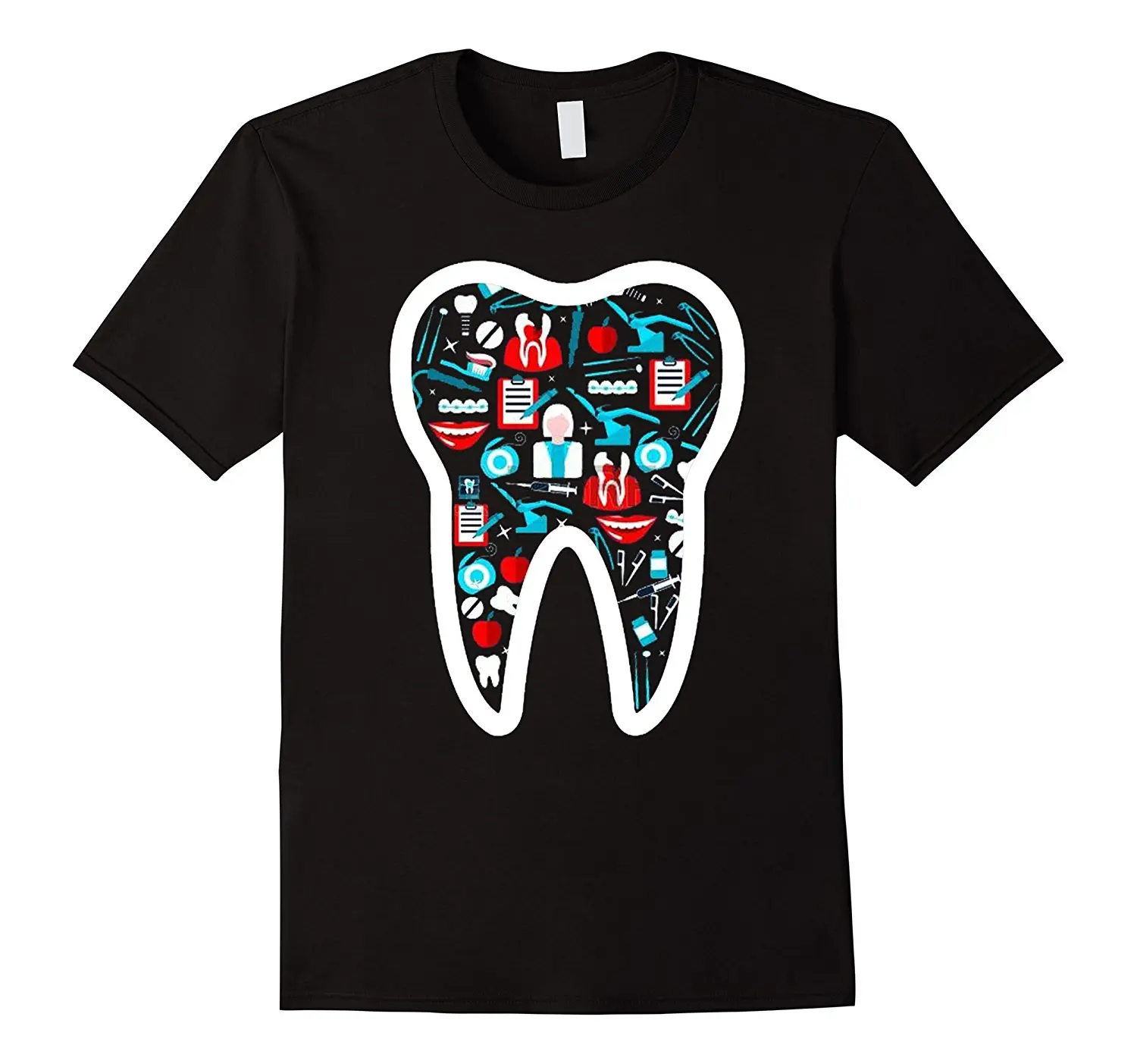 Dentist T Shirt Funny Molar Tee With Dental Icons Shirts Summer Short