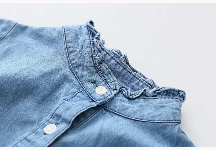 2018 Spring Autumn Children'S Clothing American Style Crew Neck Long Sleeve Baby Kids Princess Girl Denim Lace Patchwork Dress (9)