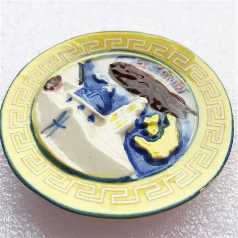

Lychee Greece Aegean Sea Fridge Magnets Creative Plate Design Ceramics Refrigerator Sticker Home Decoration Travel Gifts