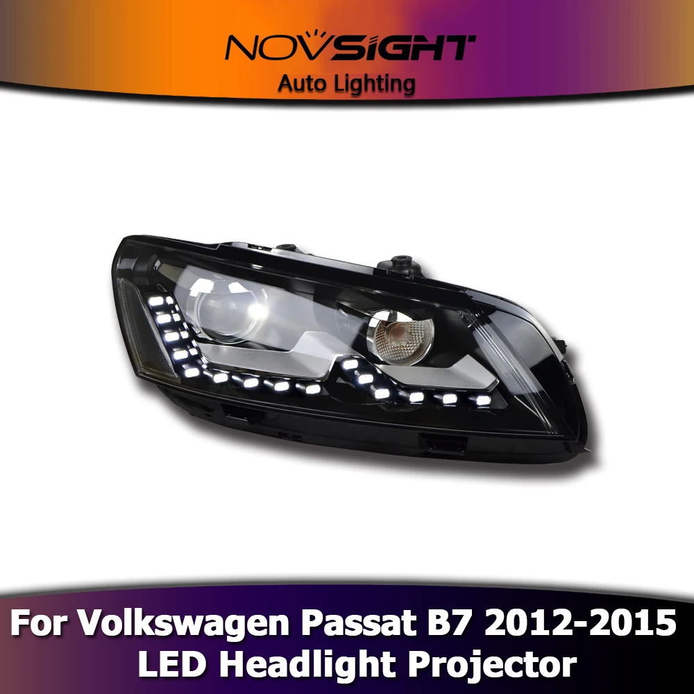 NOVSIGHT 2X LED проектор фары в сборе DRL Противотуманные для VW Passat B7 2012 2015 Версия США|fog