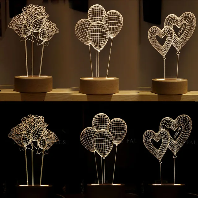 Led Acrylic Night Light Table Desk Lamp Home Decorative Lighting Led Acrylic Night Light Table Desk Lamp Home Decorative Lighting Illusion Visual Fantasy Lights