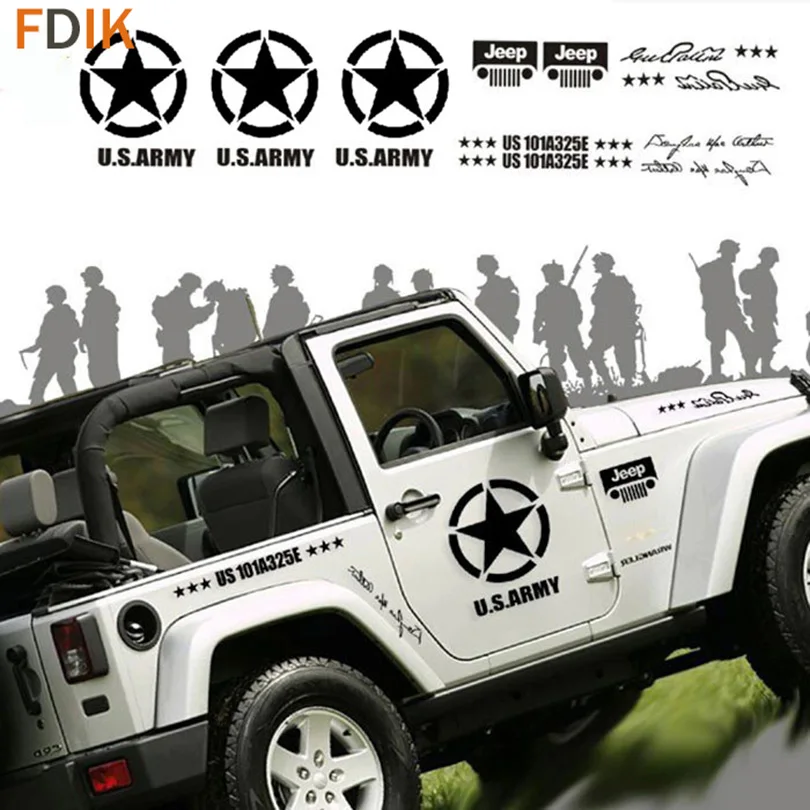 

Brothers The U.S army Star Hood Body Door Sticker Decal Vinyl For Jeep Wrangler Patriot Compass Grand Cherokee