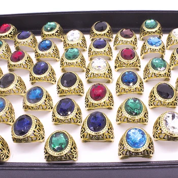 

Summer New Fashion Hollow Out Elegant Ring for Men and Women 12 Pieces Wholesale Shining Glass Rings