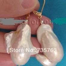 Xiuli 00166 Подлинная Природный 20x27 мм Белый Reborn Кеши Жемчужные Серьги 14KGP