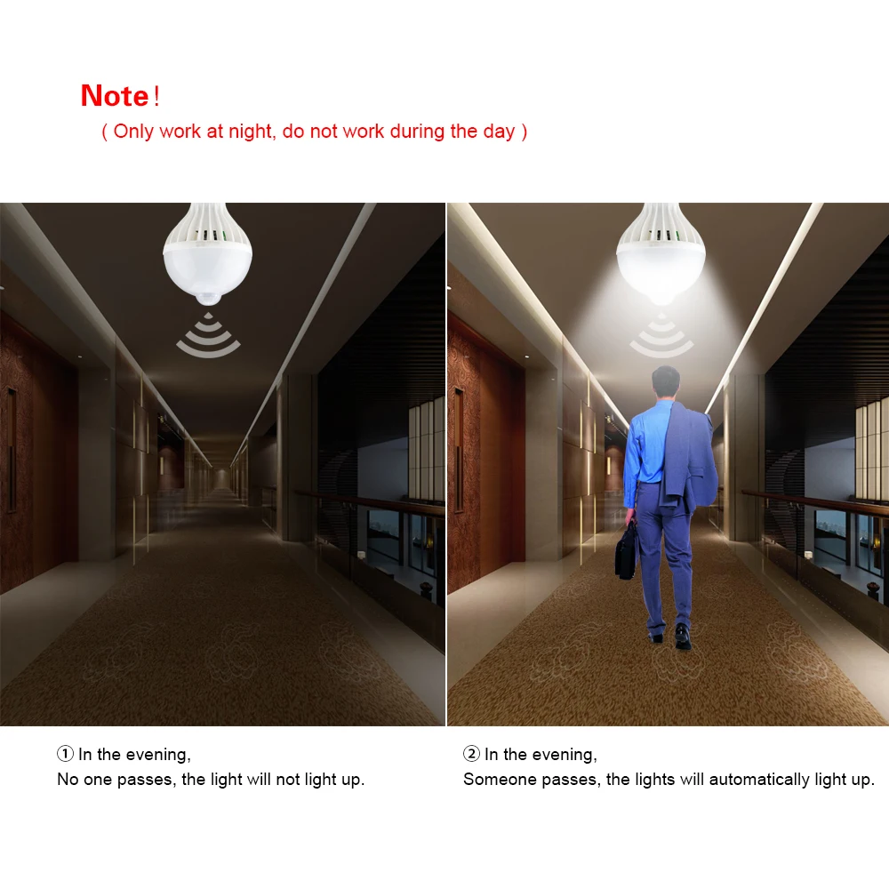 Инфракрасная Индукционная Светодиодная лампа с датчиком движения 220 В E27 5 Вт 7 9 12