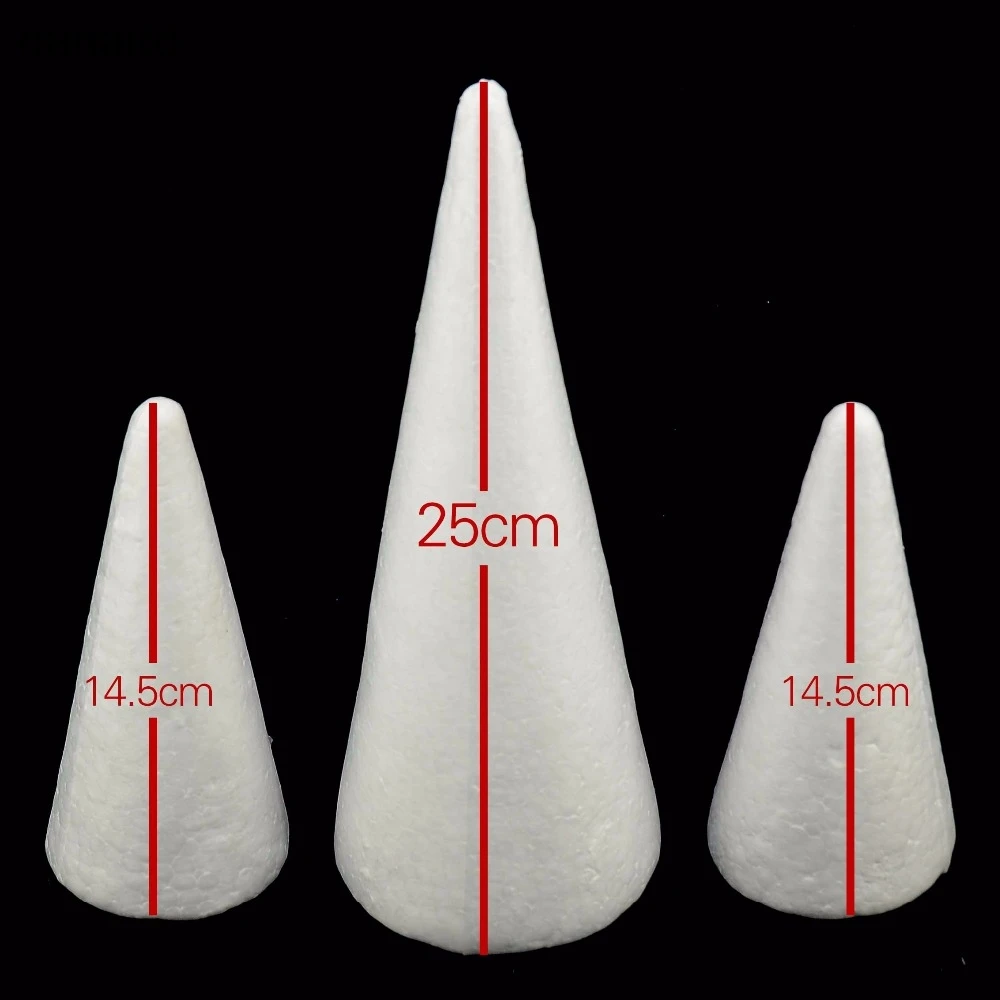 

5PCS/Lot 25CM Modelling Polystyrene Styrofoam Foam Ball White Cone For DIY Christmas Tree Party Decoration Supplies Christmas
