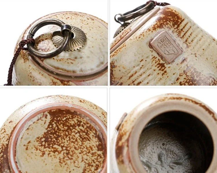 النحاس مشبك الخشنة الفخار و الأرجواني الرمال الشاي يمكن الشاي وعاء السيراميك الجرار أنماط مختلفة من اختياري السيراميك الجرار الخزف مربع