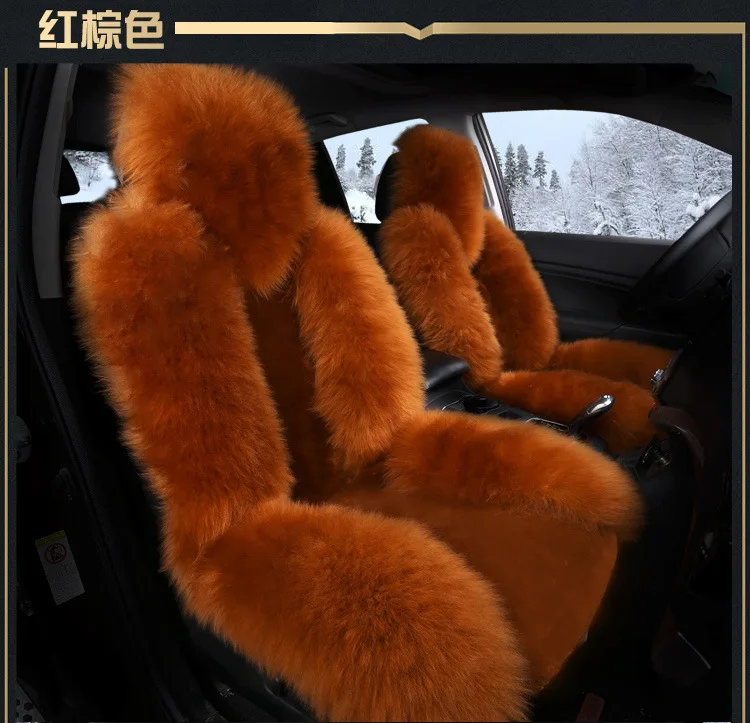 Car Seat Covers Winter Chair Warm Automobiles Seats Cover Faux Wool Auto Car-styling Goods For Lada Cars-Women Fur Accessories