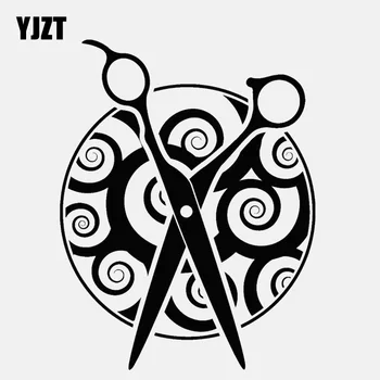

YJZT 12.6CM*16.3CM Hairdressing Barbershop Scissors Vinyl Car Sticker C22-0138