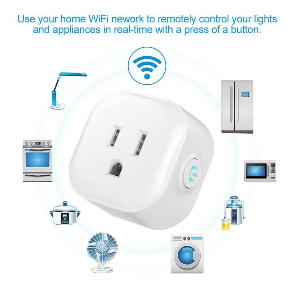 2 шт. WiFi Smart Беспроводной Разъем smart Plug Wi-Fi с поддержкой мини Розетки умная розетка Управление Ваш Электрический дэвов m.16 - Цвет: Белый