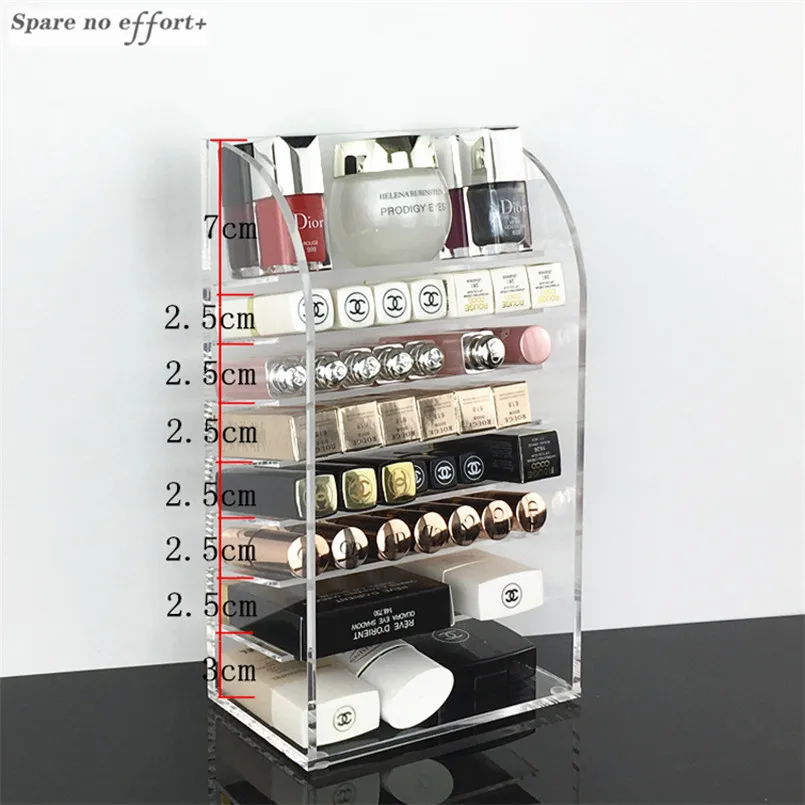 Tanie Przezroczysty akrylowy makijaż organizator szminka podstawka na lakier do paznokci pulpit kosmetyczne Organizador pudełko do przechowywania makijaż narzędzia pojemnik