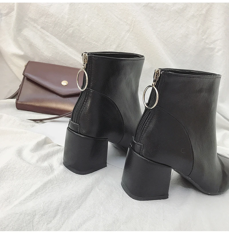 Aphixta/обувь на молнии; женские ботинки; ботильоны на квадратном каблуке; Botines Mujer; коллекция года; женская обувь; Zapatos; модная женская обувь из короткого плюша