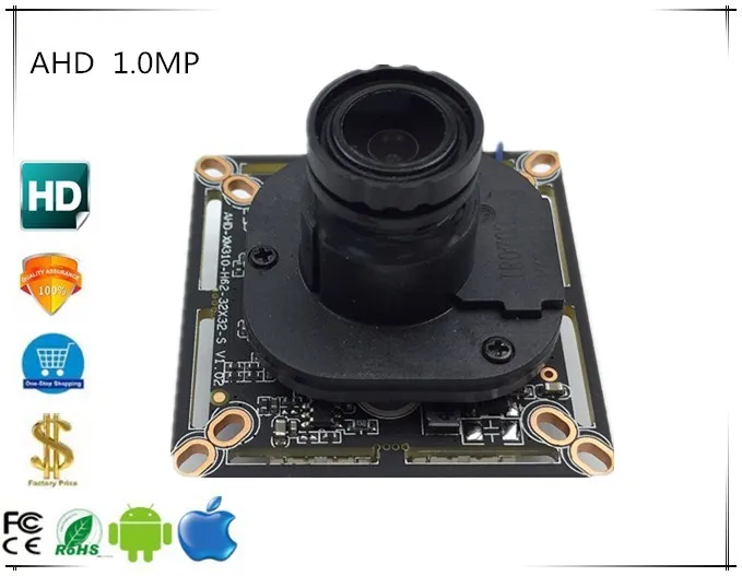 

720P 1280*720 1.0MP AHD Camera Module Board with M12 Lens FishEye Panorama 2.8-12mm Zoom XM310+H62 38*38mm BNC UTC DC 12V