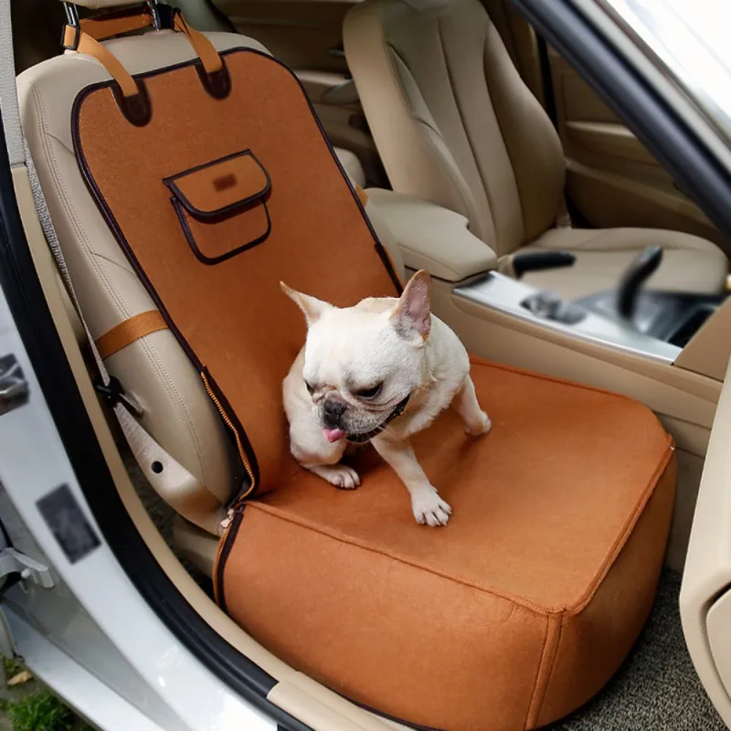 

2-In-1 Pet Dogs Cats In-Car Front Seat Cover Mat Pad Protector Retro Waterproof Pet Bucket Seat Cushion Cover For Small Dogs