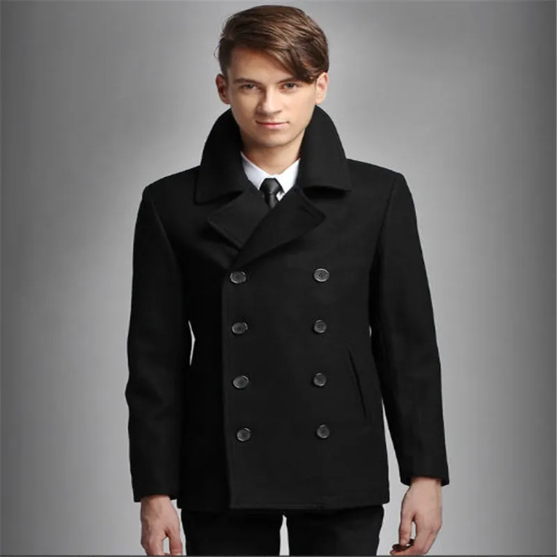 Popular Mens Double Breasted Pea Coat-Buy Cheap Mens