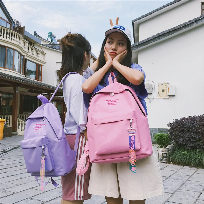 Menghuo Fashion Ribbon Backpack Women Nylon School Bags for Teenage Girls Embroidery Practical Functional Travel Female Backpack (20)
