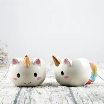 

3D Unicorn Cups Hand-painted Mug Cute Cartoon Cup 300ml Creative Ceramic Coffee Mugs Office Breakfast Mug Gift