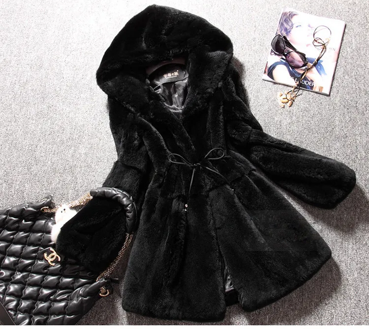 Free Shipping Genuine real natural full pelt Rex Rabbit Fur font b Coat b font font