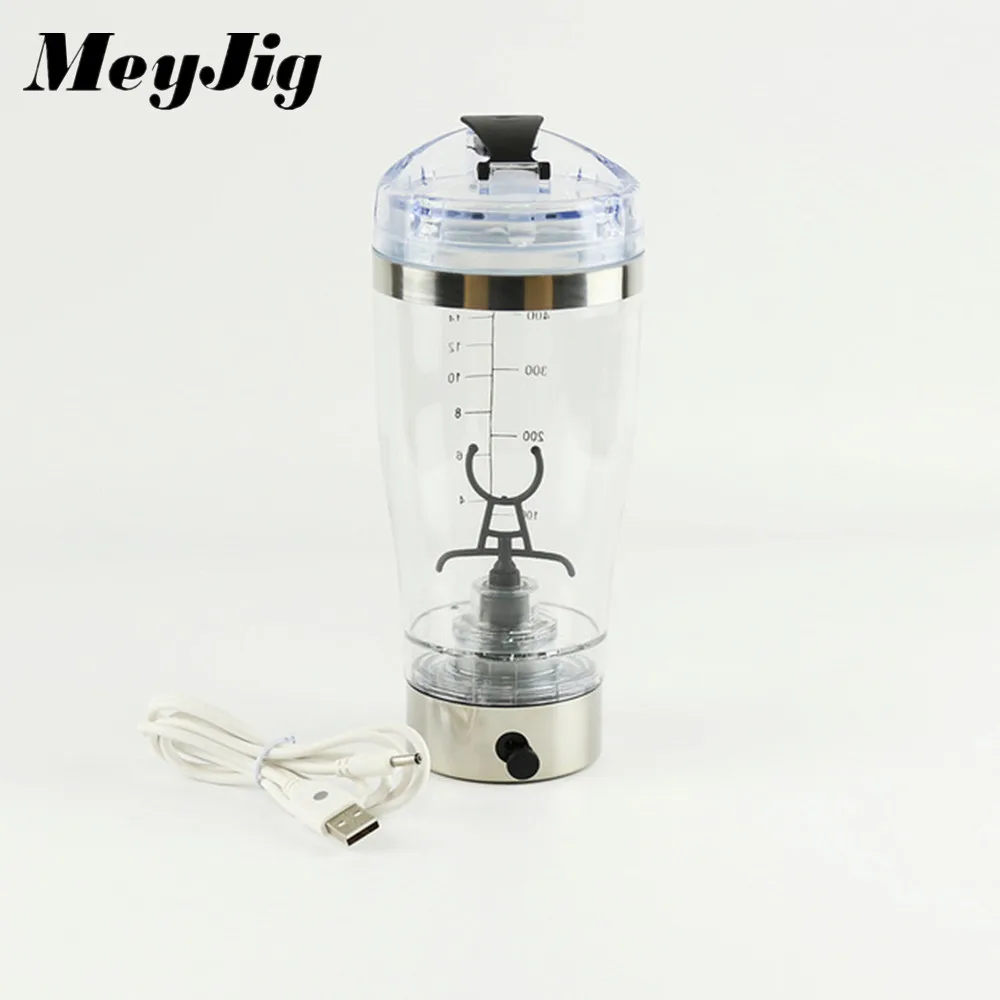 

MeyJig 450ml Rechargeable Protein Shaker Electric Automatic Drinkware Inner Lithium Polymer Battery BPA Free My Water Bottle