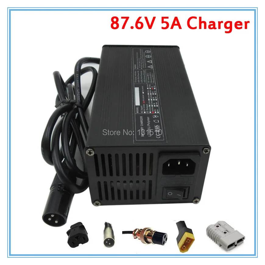 

450W 72V 5A LiFePO4 Charger Ouput 87.6V 5A charger 87.6V LiFePO4 Charger Used for 72V 24S LiFePO4 LFP Battery DHL Free shipping