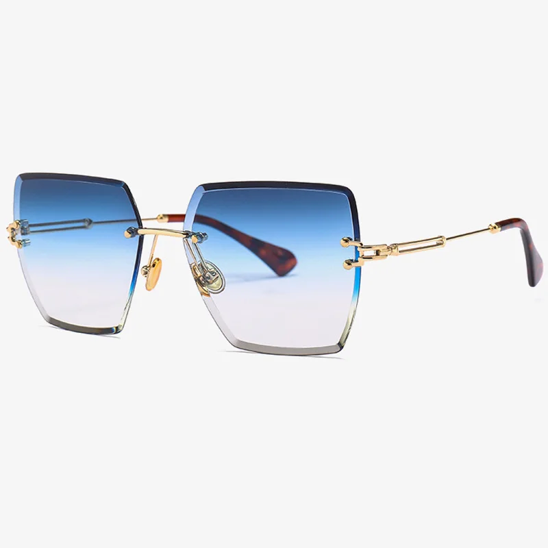 ALOZ MICC, большая оправа, женские и мужские солнцезащитные очки,, роскошные, брендовые, дизайнерские, Ретро стиль, без оправы, металлические очки для женщин, UV400, Q550 - Цвет линз: C2