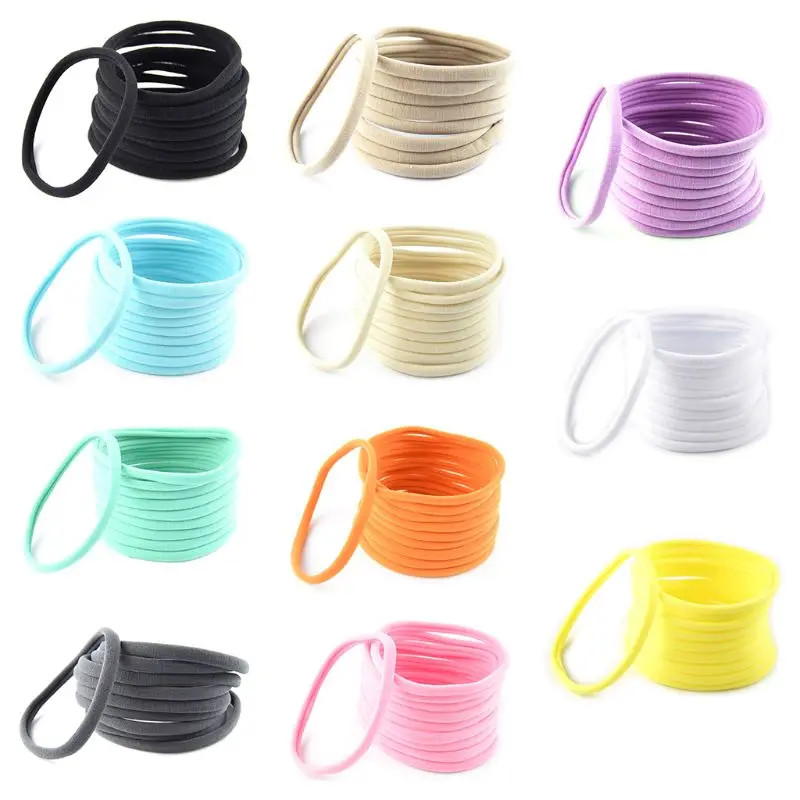 

10 Pcs/pack Children Seamless Elastic Hairband Hair Ring Baby Girls Boys Hood DIY Solid Color Headband Accessories