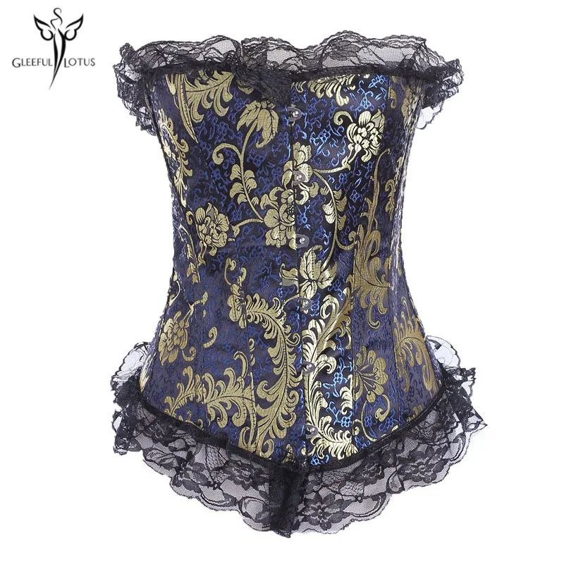 

Modeling Strap Gold Print Corset Waist Trainer Lace Girdle Belly Slimming Sheath Overbust Fajas Slim Belt Underwear Body Shaper