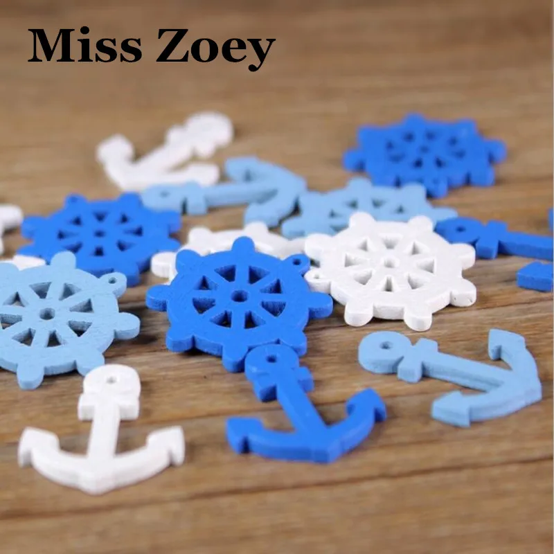 

WD035(50), Rudder Sea Steering Wheels Anchors Wooden Buttons Beads Charms Scrapbooking DIY Craft Dropship For Kids Toy Bracelet