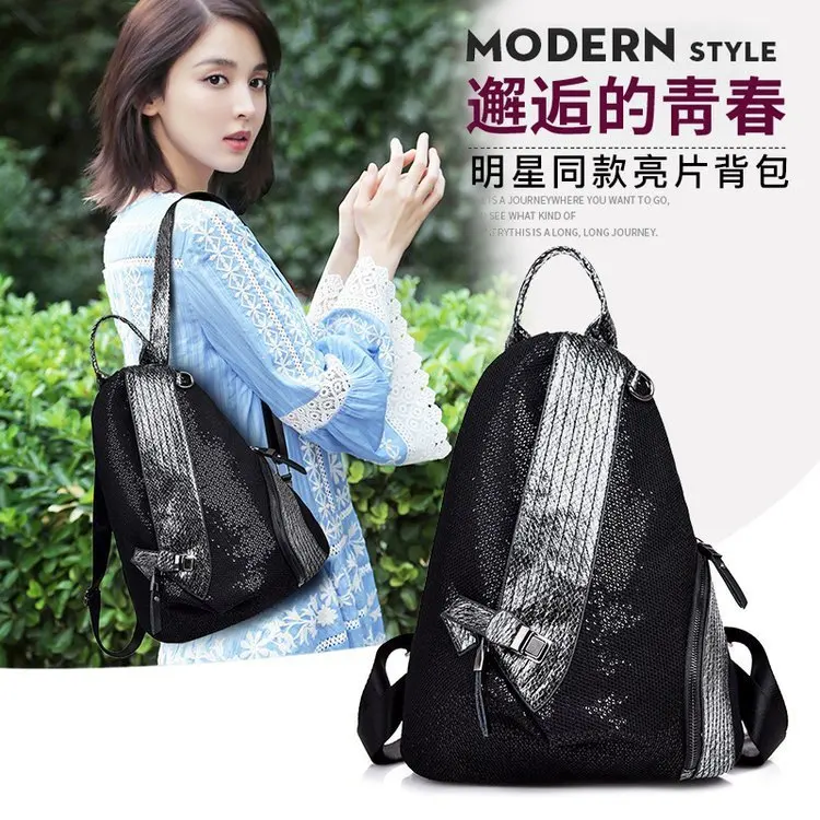

2019 girls school bag sequins large capacity bag anti-theft students bags