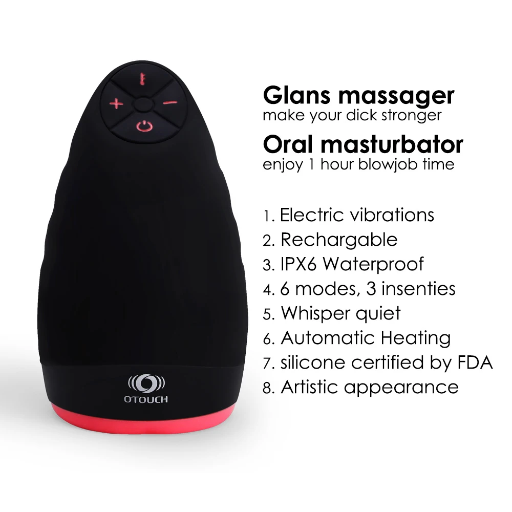 Electric Automatic Suck Oral Masturbator Deep Throat 6 Frequencies 3 Speeds Vibrating Realistic Tongue Intelligent Heat Sex Toys