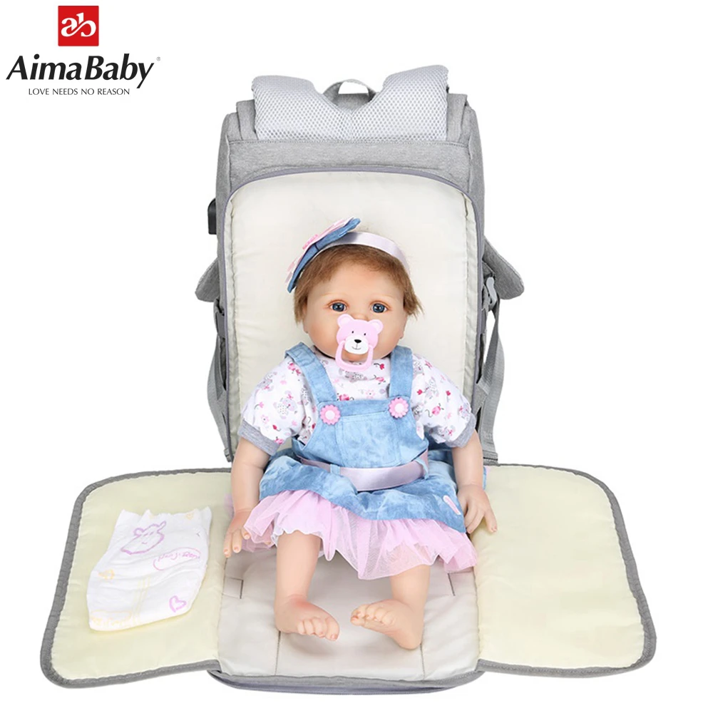  Bolsa de pañales para bebé con interfaz USB bolsa grande para pañales de bebé mochila de viaje para