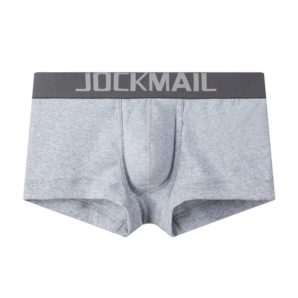 Сексуальные мужские трусы JOCKMAIL с буквенным принтом, повседневные мужские боксеры, нижнее белье для мужчин, короткое бикини, мужские шорты, мягкая сумка, нижнее белье - Цвет: Gray