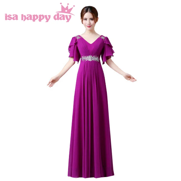

robe de mariage long plus size purple black elegant bridesmaid with cap sleeves dresses bridesmaids for wedding guest H3493