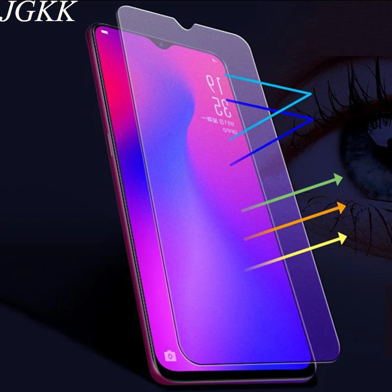 

JGKK For OPPO R17 Pro R15 Pro F9 Pro R15X Anti-blue Matte Tempered Glass Screen Protector For OPPO R15/R17/F7/F9/ Anti Blue Film