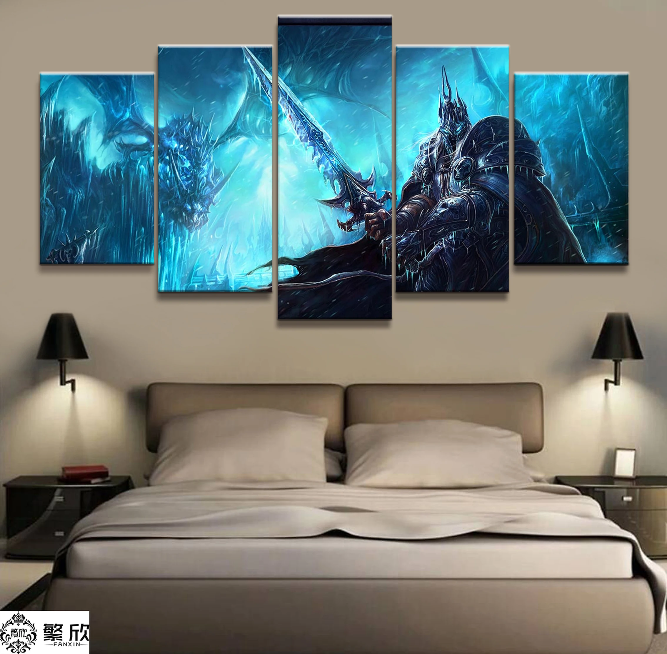 

5 Piece Video Game WOW Warcraft DOTA 2 Painting Poster Decorative Mural Art Room Wall Decor Canvas painting wholesale