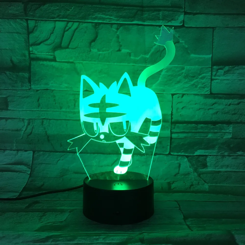 GX809 креативные подарки для детей, акриловая USB настольная лампа с кошкой, 7 цветов, сменная настольная лампа, 3D светодиодный ночник