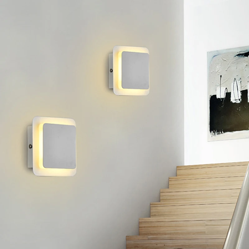  Wall lamps for bedroom living room square white black body AC90-260V indoor Led wall lamp rotating  - 32871472982