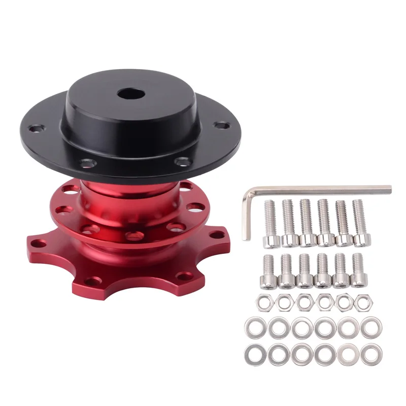 SPEEDWOW Universal volante Cubo de liberación rápida jefe Kit adaptador de cubo de rueda para cubo de volante de 6 orificios