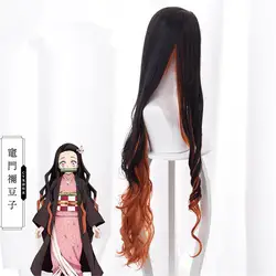 Demon Slayer Kimetsu no Yaiba Kamado Nezuko парик с длинными кудрявыми волосами косплей костюм термостойкие волосы женские парики для вечеринок на Хэллоуин