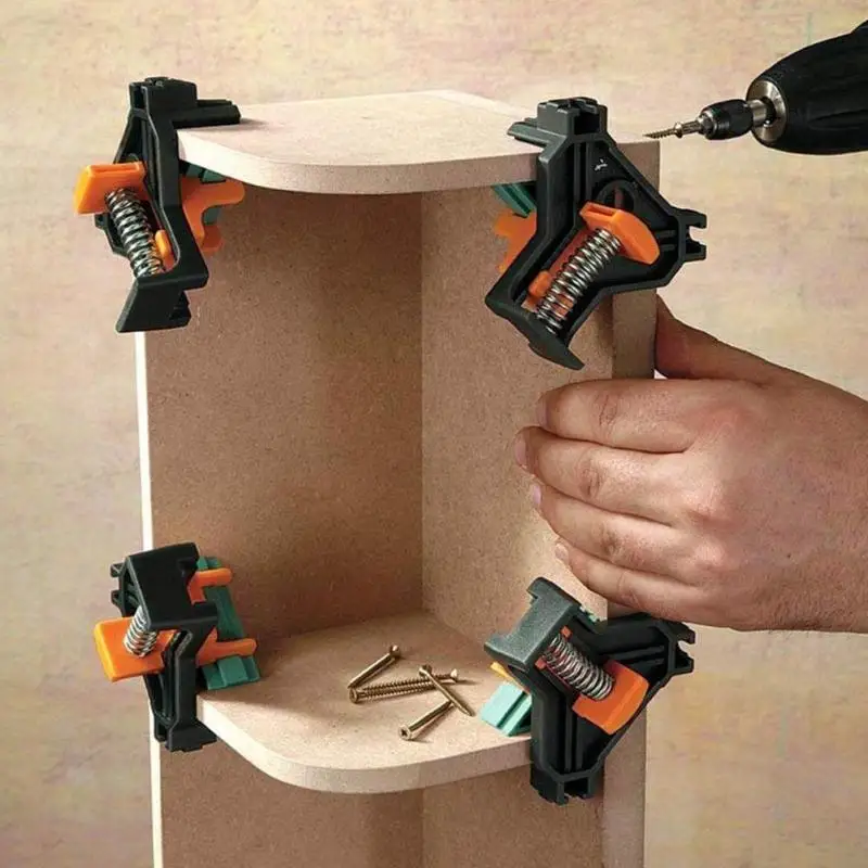 Multifunction Drill Woodworking Positioning Right Angle Locator Retainer 4Pcs Corner Clamp 90/° Right Angle Corner Locator for coner and T-Joints