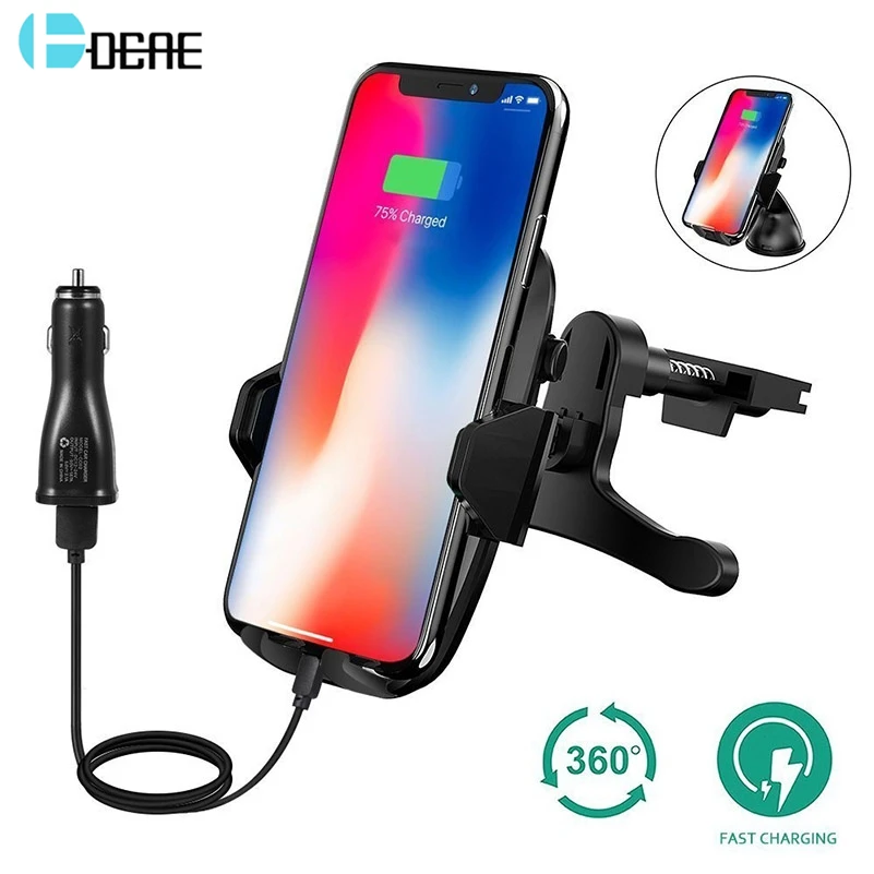 

DCAE 10W Car Mount Qi Wireless Charger For iPhone XS MAX XR X 8 Fast Wirless Charging Gravity Car Phone Holder For Samsung S9 S8