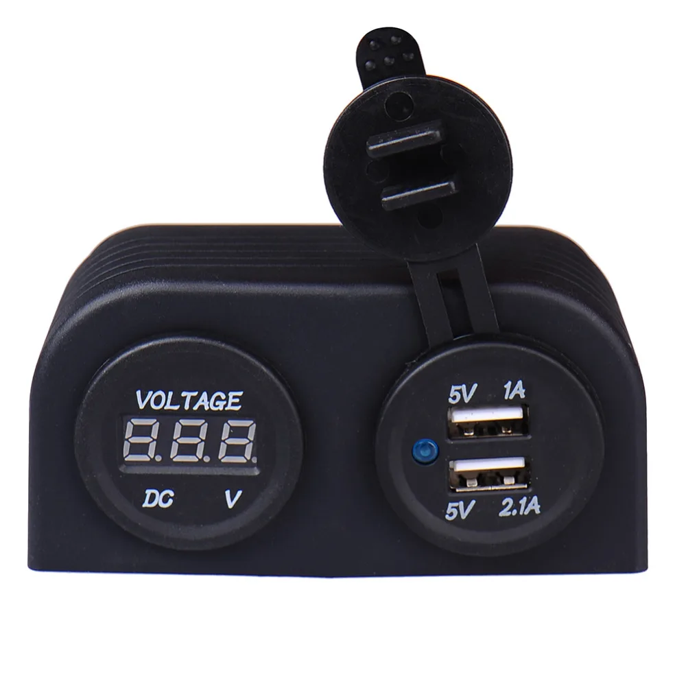 Dual USB Car Charger Voltmeter for Motorcycle/Car Waterproof Socket