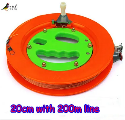 

Free Shipping High Quality 20cm ABS Kite Orange Wheel Big Kite Flying Traction Tools Kite Handle Wheel and 200m Line