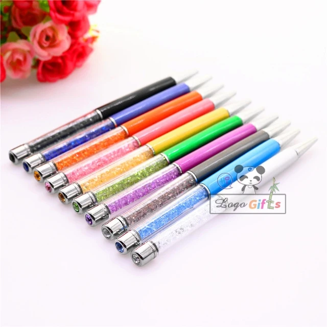 

200pcs personalzied crystal pens with logo text Free shipping custom printing with your logo/website/email nice writing pen