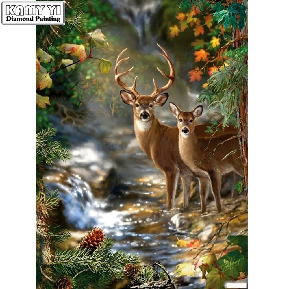 AZQSD-Diamond-Painting-Cross-Stitch-Animals-Pictures-of-Rhinestones-Needlework-Diamond-Mosaic-Deer-Home-Decor-DIY