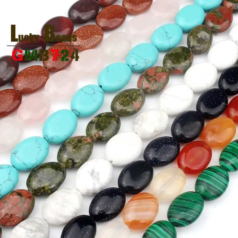 

10*14mm Oval Shape Malachite/Agates/Unakite/Pink Quartz/Howlite Stone Beads For Jewelry Making DIY Bracelet Necklace Accessories