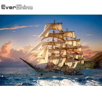 

EverShine 5D DIY Diamond Painting Sailboat Full Square Diamond Embroidery Scenic Rhinestone Cross Stitch Diamond Mosaic Decor