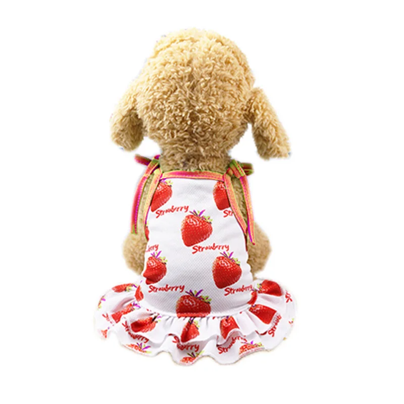 Милая одежда для влюбленных собак, летняя классная одежда для щенков, одежда для маленьких собак, платье-жилет, рубашка, одежда для собак, футболка, сука, юбка - Цвет: Strawberry Girl