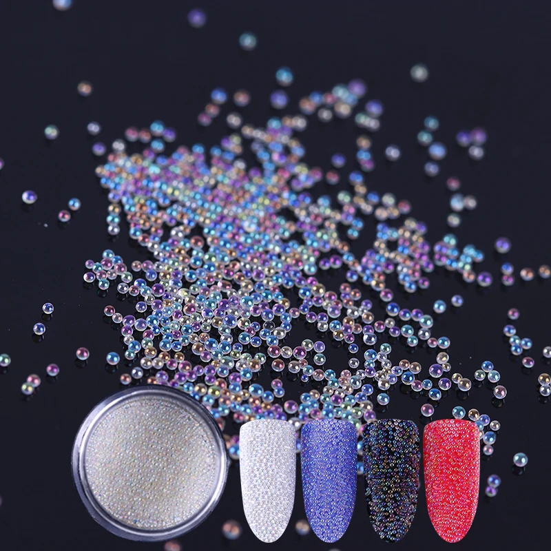 AB цветные бусины для украшения ногтей, микро жемчужный шар, цветные стразы для маникюра, 3D украшения для дизайна ногтей