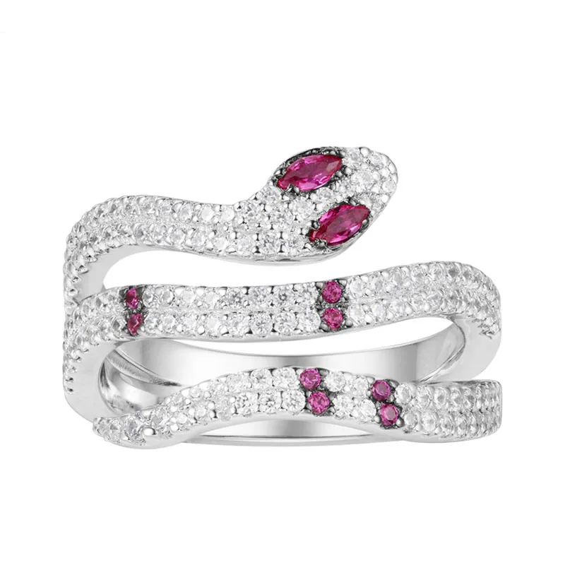 

SKA Rings For Women Anillos 925 Sterling Silver Bijoux Women Ring 2018 Newest Zircon Red Snake Party Fine Jewelry A18485XKR